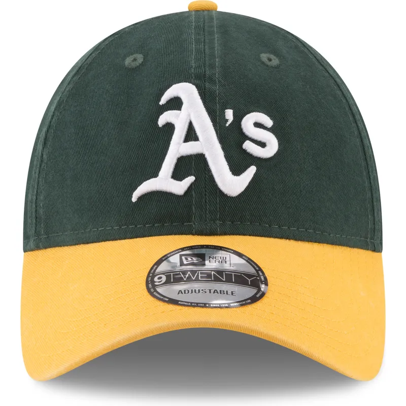 cappellino-con-visiera-curva-verde-e-giallo-regolabile-9twenty-core-classic-di-oakland-athletics-mlb-di-new-era