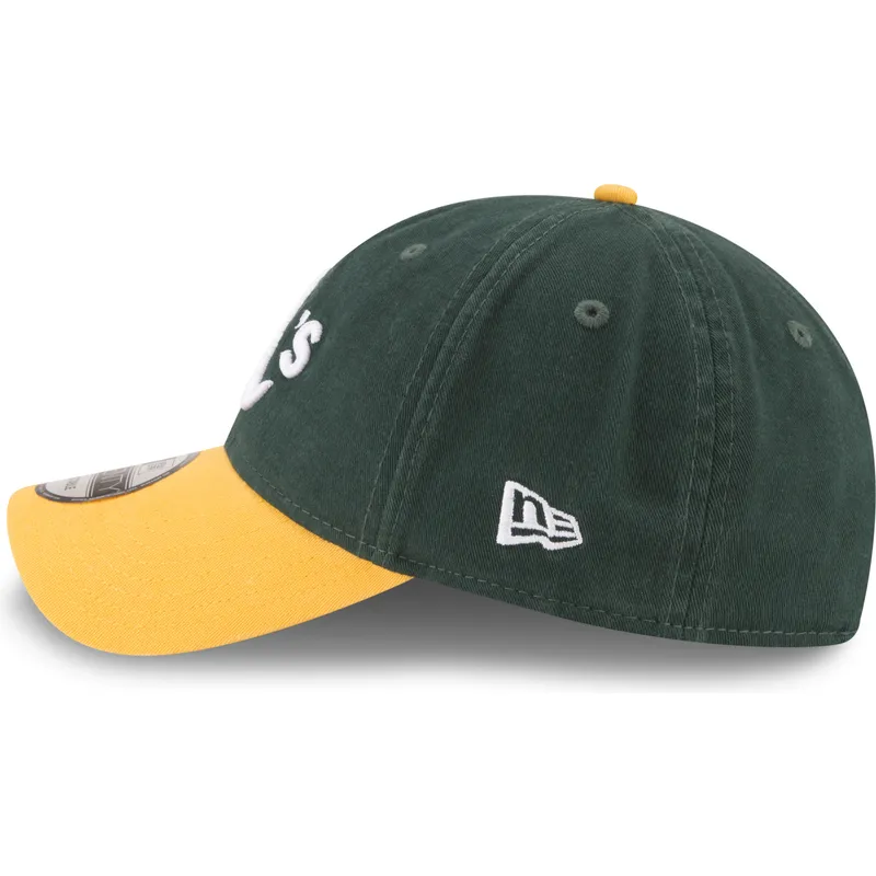 cappellino-con-visiera-curva-verde-e-giallo-regolabile-9twenty-core-classic-di-oakland-athletics-mlb-di-new-era