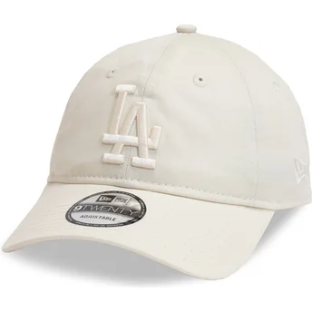 Böjd beige justerbar keps med beige logotyp 9TWENTY League Essential från Los Angeles Dodgers MLB av New Era