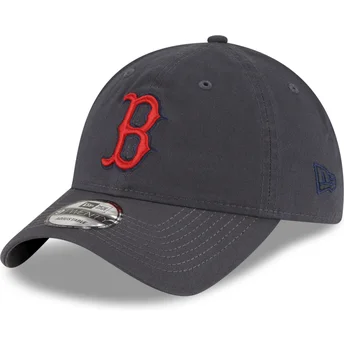 Grå justerbar curved kasket med rødt logo 9TWENTY Core Classic fra Boston Red Sox MLB fra New Era