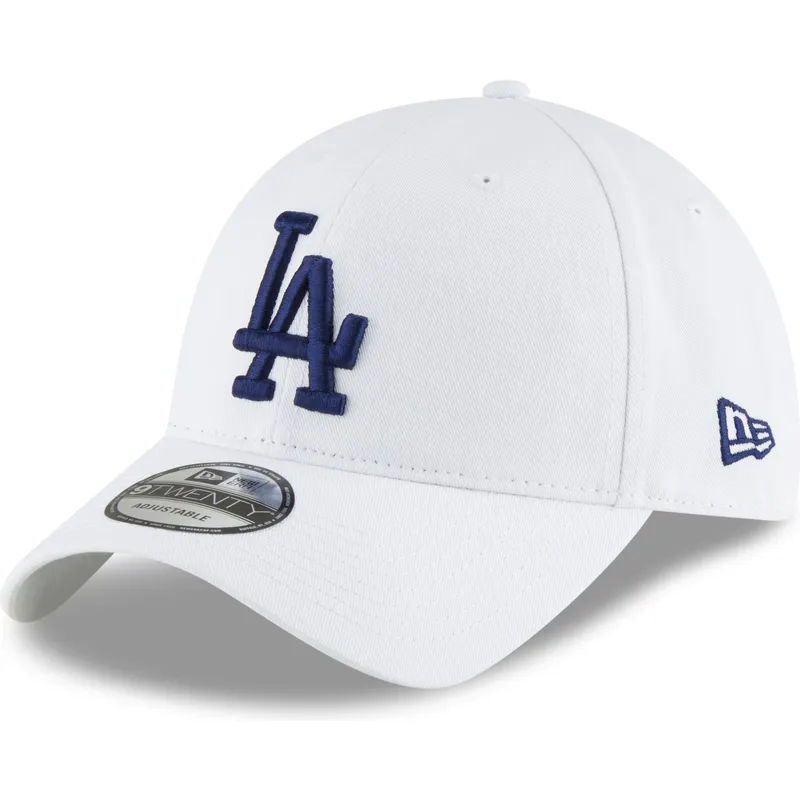 hvid-justerbar-buet-kasket-med-blat-logo-9twenty-core-classic-fra-los-angeles-dodgers-mlb-fra-new-era