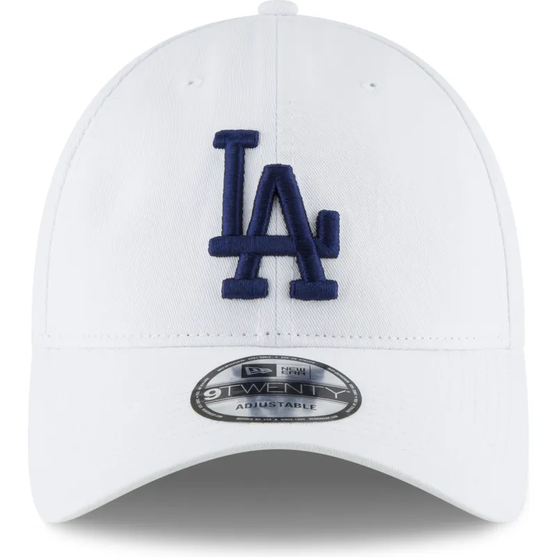 hvid-justerbar-buet-kasket-med-blat-logo-9twenty-core-classic-fra-los-angeles-dodgers-mlb-fra-new-era