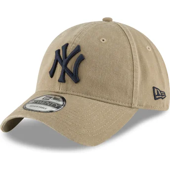 Jasnobrązowa zakrzywiona czapka z regulacją z granatowym logo 9TWENTY Core Classic New York Yankees MLB New Era