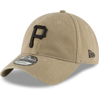 Lysebrun justerbar kurvet kasket med sort logo 9TWENTY Core Classic fra Pittsburgh Pirates MLB fra New Era