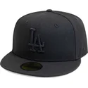 casquette-plate-noire-ajustee-avec-logo-noir-59fifty-league-essential-los-angeles-dodgers-mlb-new-era