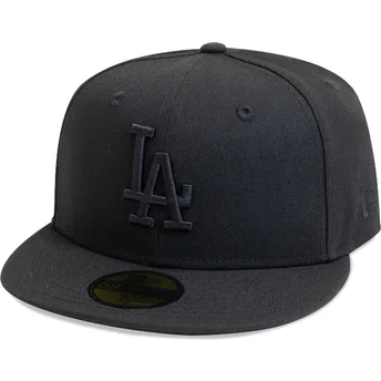 Sort fitted flad kasket med sort logo 59FIFTY League Essential fra Los Angeles Dodgers MLB fra New Era