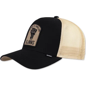 Schwarze und beige Trucker-Kappe Rebellion HFT von Djinns