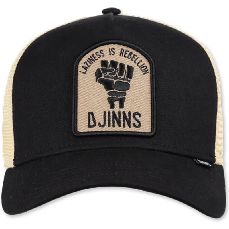 djinns-rebellion-hft-sort-og-beige-trucker-kasket