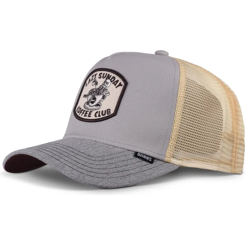 gra-og-beige-trucker-kasket-coffee-club-hft-fra-djinns