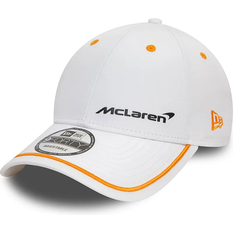 cappelli-curva-bianco-cinghia-regolabile-9forty-contrast-piping-dei-mclaren-racing-formula-1-di-new-era cappelli-curva-bianco-cinghia-regolabile-9forty-contrast-piping-dei-mclaren-racing-formula-1-di-new-era