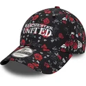 cappellino-curvo-nero-e-rosso-regolabile-9forty-floral-all-over-print-del-manchester-united-football-club-premier-league-di-new-