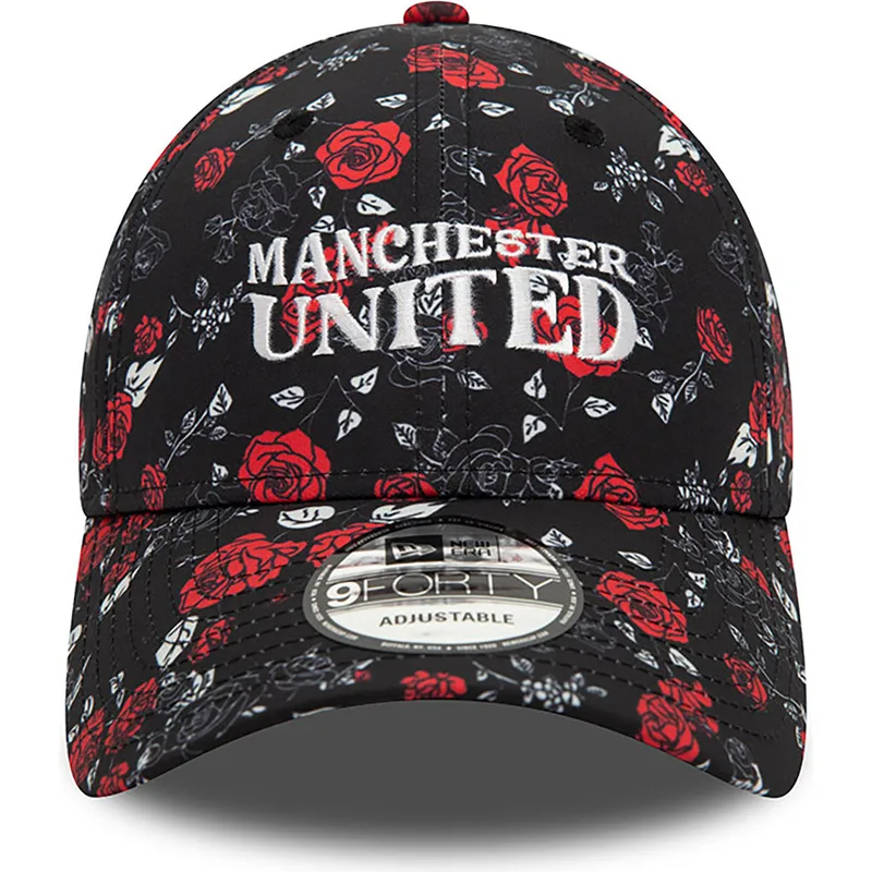 schwarze-und-rote-verstellbare-curved-cap-9forty-floral-all-over-print-von-manchester-united-football-club-premier-league-von-ne