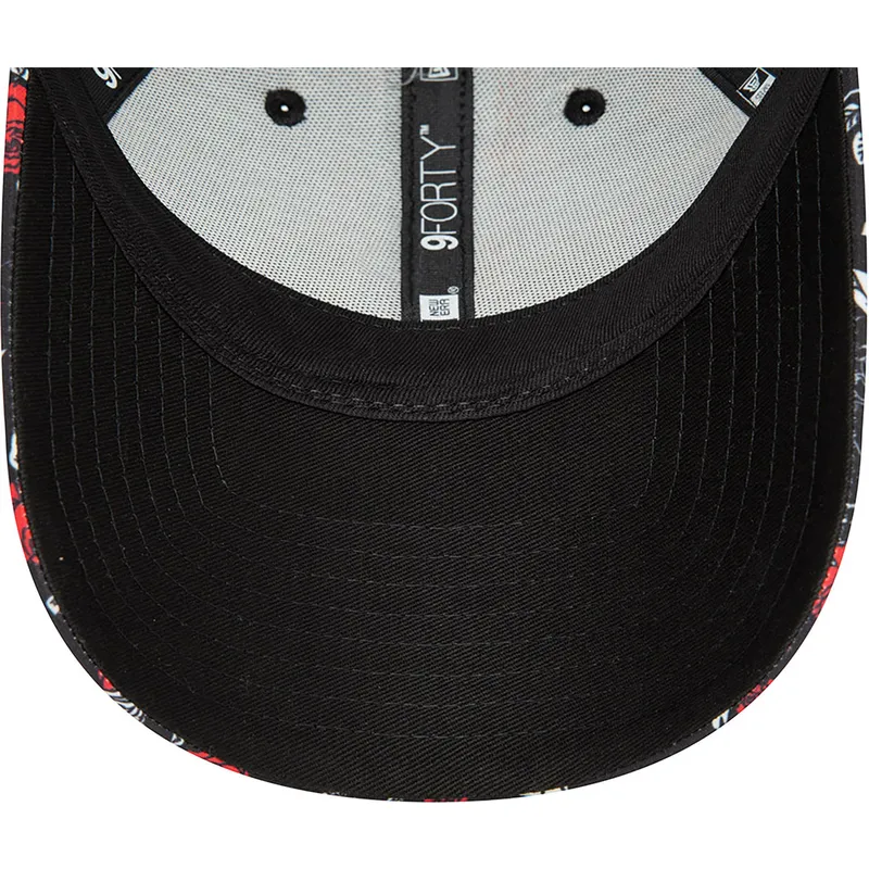 cappellino-curvo-nero-e-rosso-regolabile-9forty-floral-all-over-print-di-manchester-united-football-club-premier-league-di-new-e