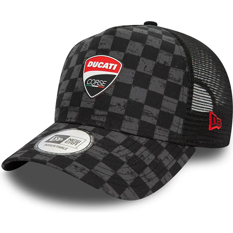 cappelli-curva-nero-snapback-9forty-a-frame-all-over-print-check-dei-ducati-motor-motogp-di-new-era