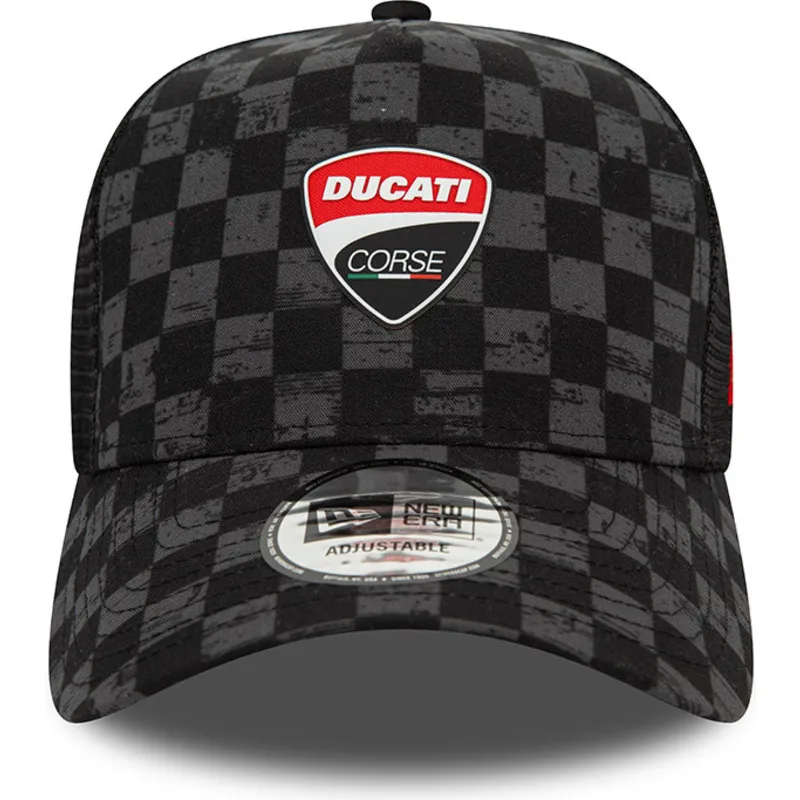 cappelli-curva-nero-snapback-9forty-a-frame-all-over-print-check-dei-ducati-motor-motogp-di-new-era