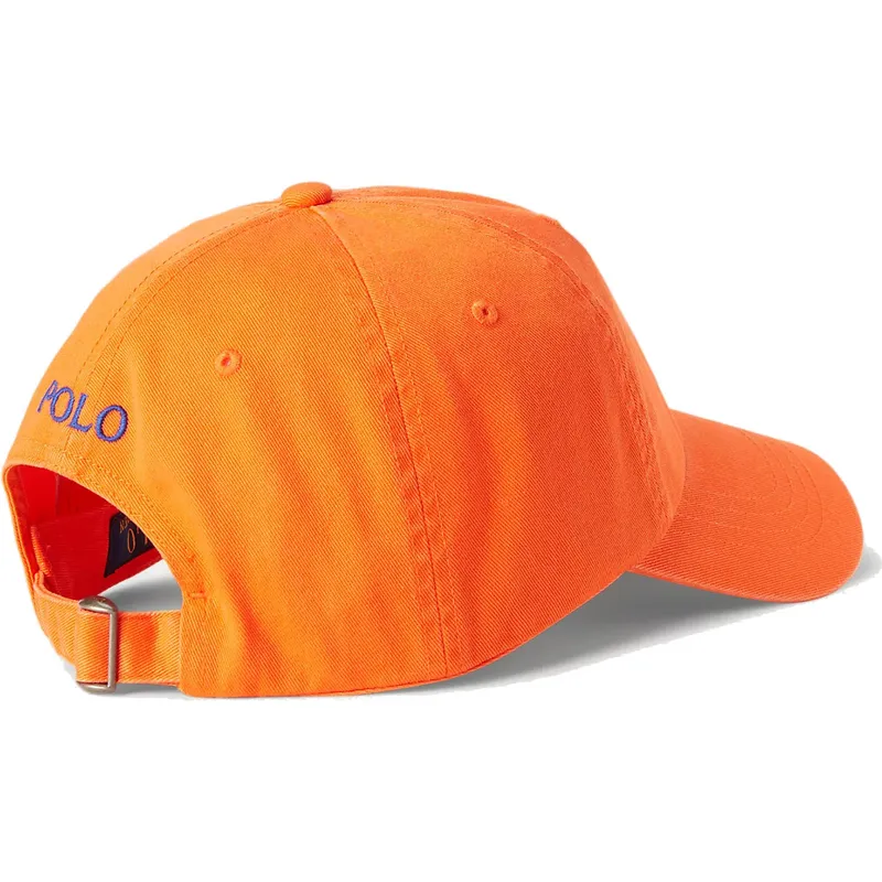 verstellbare-orangefarbene-baseballkappe-mit-gebogenem-schirm-und-blauem-logo-aus-baumwollchino-classic-sport-von-polo-ralph-lau