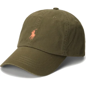 Gorra curva verde ajustable con logo naranja Cotton Chino Classic Sport de Polo Ralph Lauren