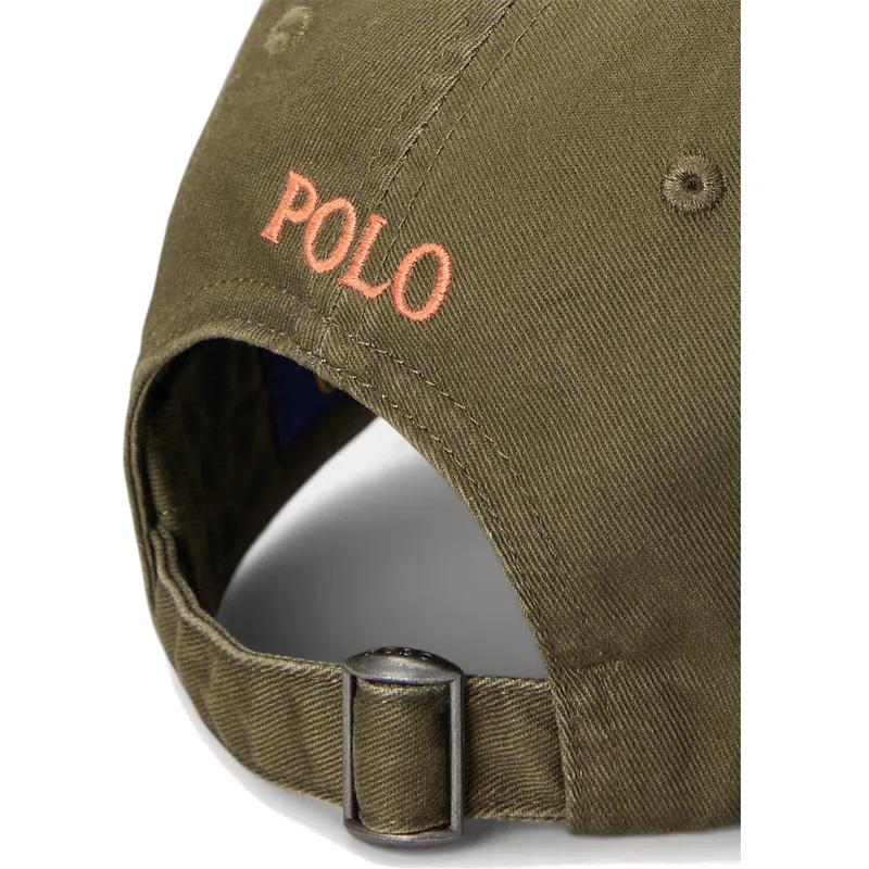 gron-bojd-justerbar-keps-med-orange-logotyp-cotton-chino-classic-sport-fran-polo-ralph-lauren