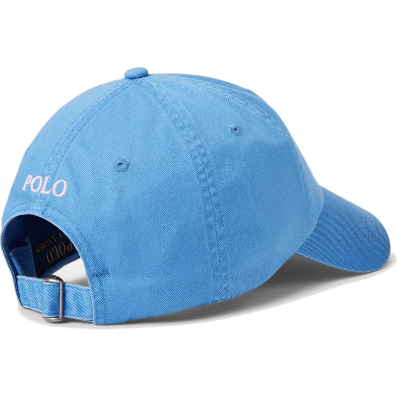 cappello-curvo-blu-regolabile-con-logo-bianco-in-cotone-chino-classic-sport-di-polo-ralph-lauren