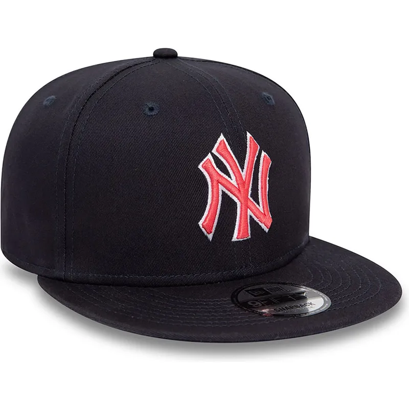 cappellino-snapback-blu-navy-con-visiera-piatta-e-logo-rosso-9fifty-outline-dei-new-york-yankees-mlb-di-new-era