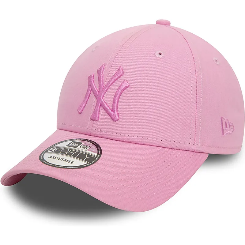 mutzen-gebogen-rosa-verstellbares-band-9forty-league-essential-der-new-york-yankees-mlb-von-new-era