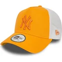 cappellino-trucker-arancione-e-bianco-con-logo-arancione-a-frame-league-essential-dei-new-york-yankees-mlb-di-new-era