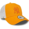 cappellino-trucker-arancione-e-bianco-con-logo-arancione-a-frame-league-essential-dei-new-york-yankees-mlb-di-new-era