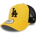 cappellino-trucker-giallo-e-nero-con-logo-nero-a-frame-league-essential-dei-los-angeles-dodgers-mlb-di-new-era