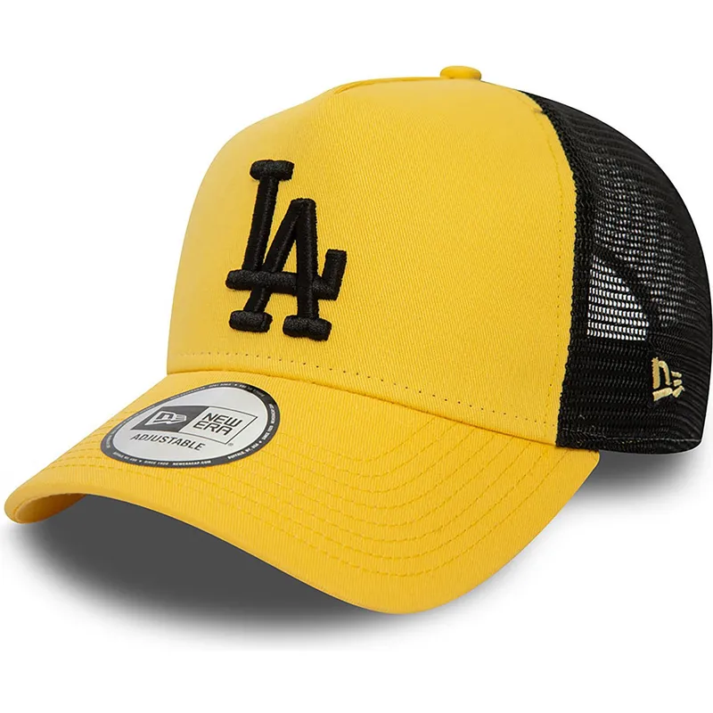 mutzen-gebogen-gelb-snapback-negro-a-frame-league-essential-der-los-angeles-dodgers-mlb-von-new-era