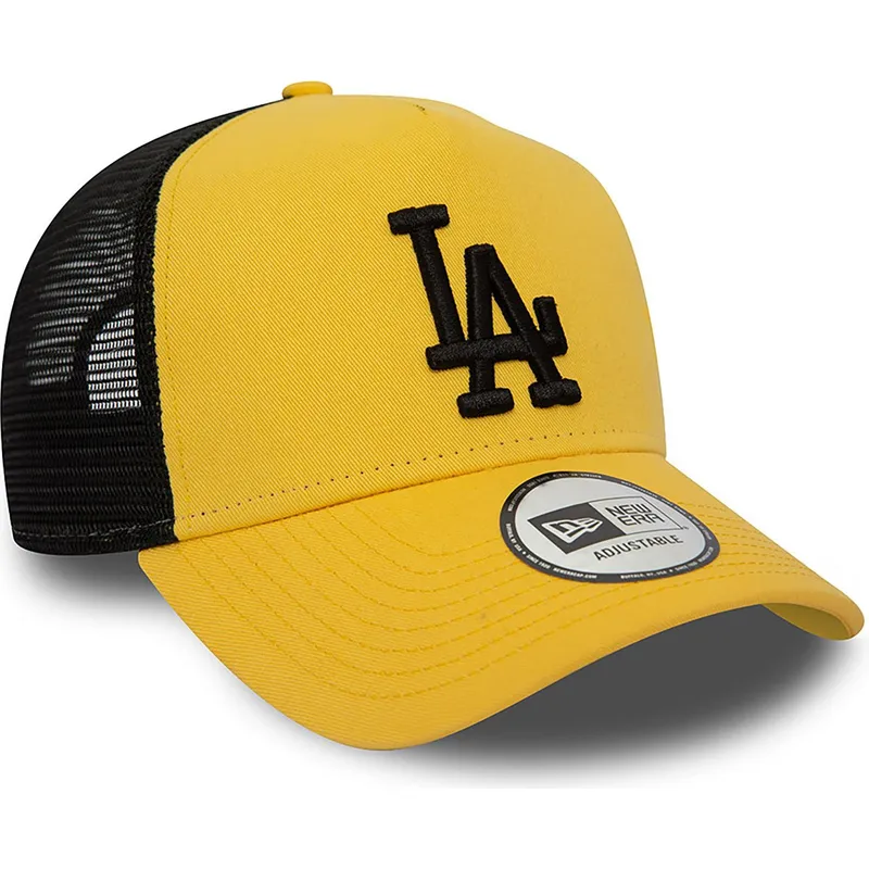 cappelli-curva-giallo-snapback-negro-a-frame-league-essential-dei-los-angeles-dodgers-mlb-di-new-era