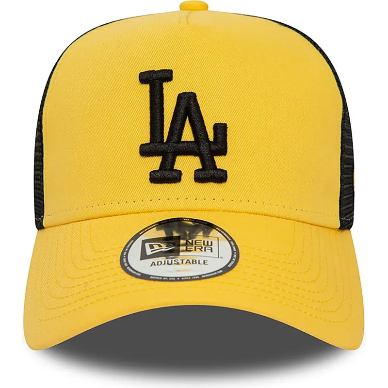 mutzen-gebogen-gelb-snapback-negro-a-frame-league-essential-der-los-angeles-dodgers-mlb-von-new-era