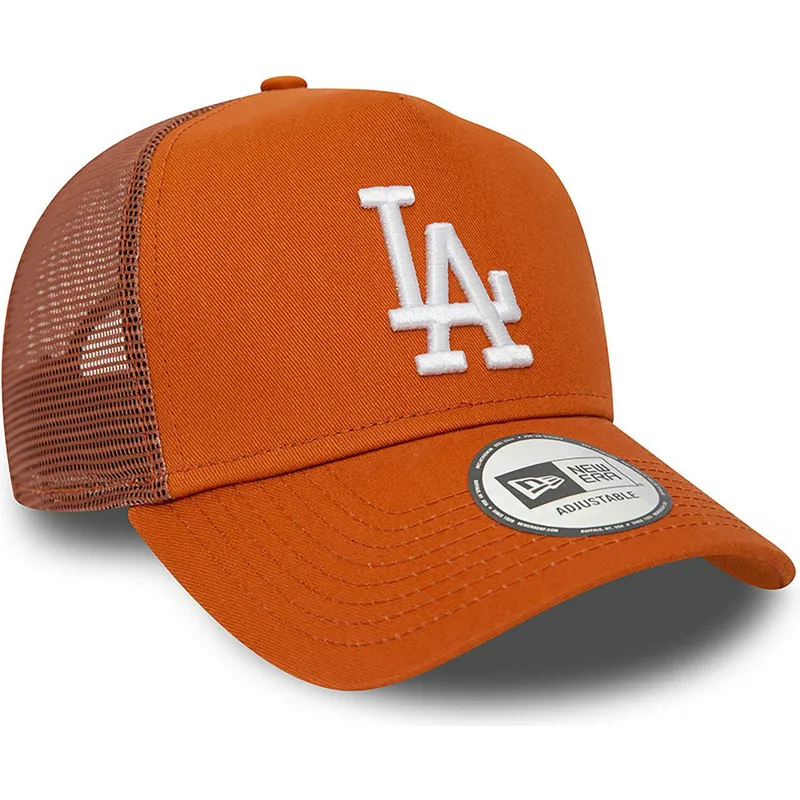 mutzen-gebogen-braun-snapback-a-frame-league-essential-der-los-angeles-dodgers-mlb-von-new-era