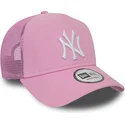 rosa-trucker-kappe-a-frame-league-essential-der-new-york-yankees-mlb-von-new-era