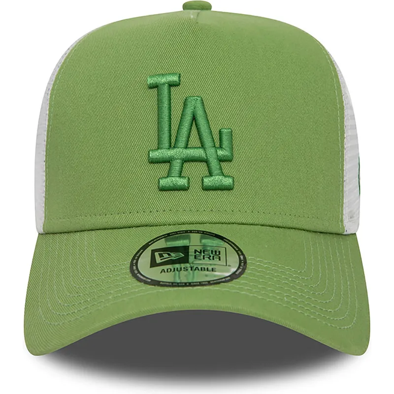 gorra-trucker-verde-y-blanca-con-logo-verde-a-frame-league-essential-de-los-angeles-dodgers-mlb-de-new-era
