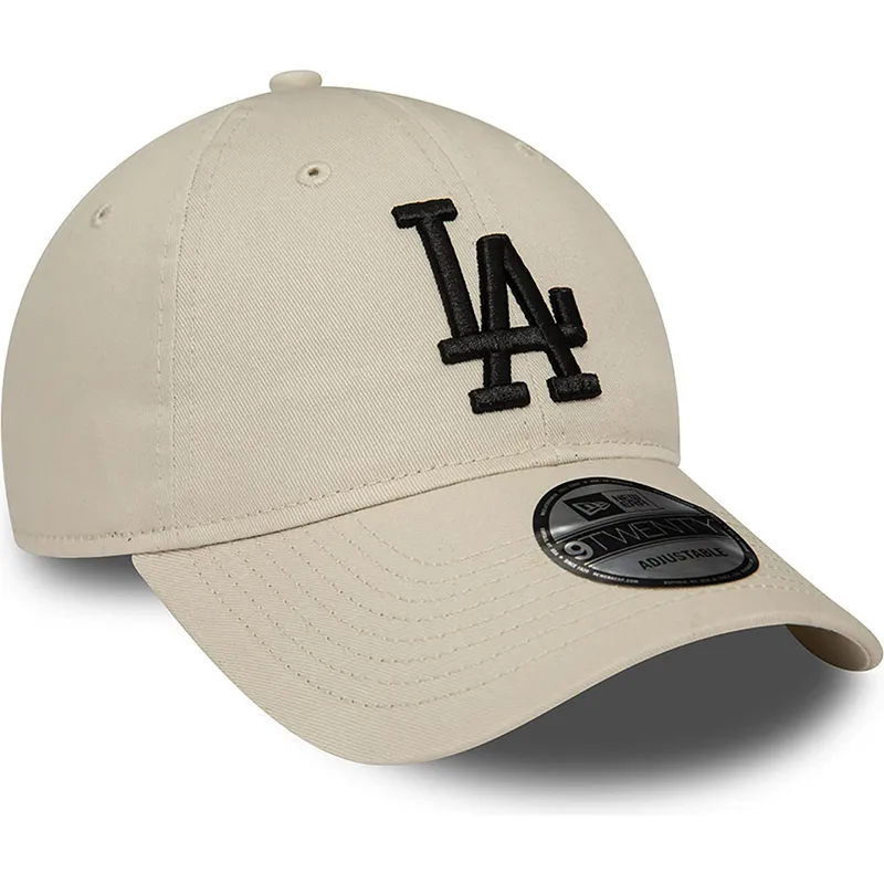 cappelli-curva-beige-cinghia-regolabile-negro-9twenty-league-essential-dei-los-angeles-dodgers-mlb-di-new-era