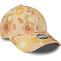 cappellino-curvo-arancione-regolabile-da-donna-9forty-floral-all-over-print-dei-new-york-yankees-mlb-di-new-era