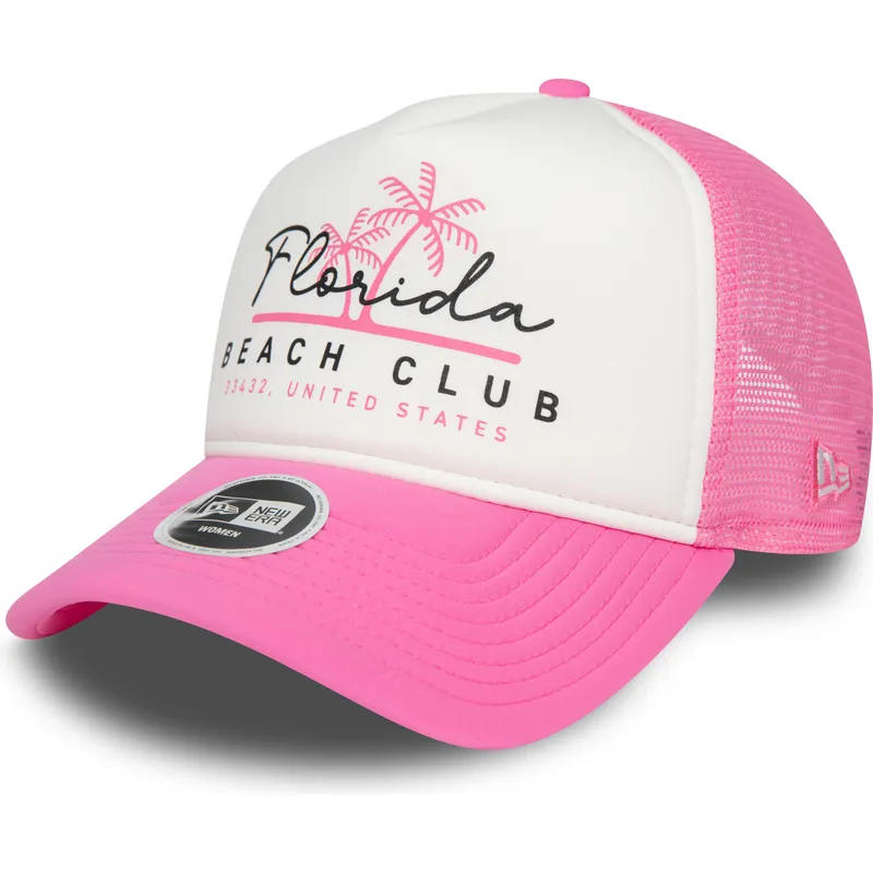 berretto-trucker-bianco-e-rosa-da-donna-a-frame-foam-front-di-florida-beach-club-di-new-era