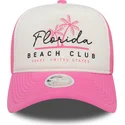 berretto-trucker-bianco-e-rosa-da-donna-a-frame-foam-front-di-florida-beach-club-di-new-era