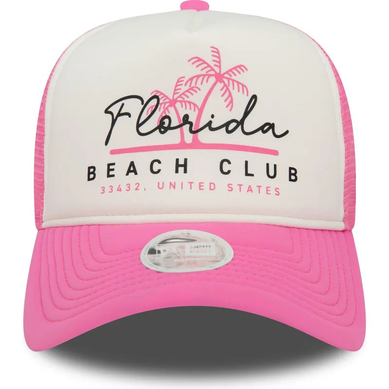 berretto-trucker-bianco-e-rosa-da-donna-a-frame-foam-front-di-florida-beach-club-di-new-era