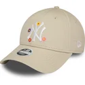 cappellino-curvo-beige-regolabile-da-donna-9forty-flower-dei-new-york-yankees-mlb-di-new-era