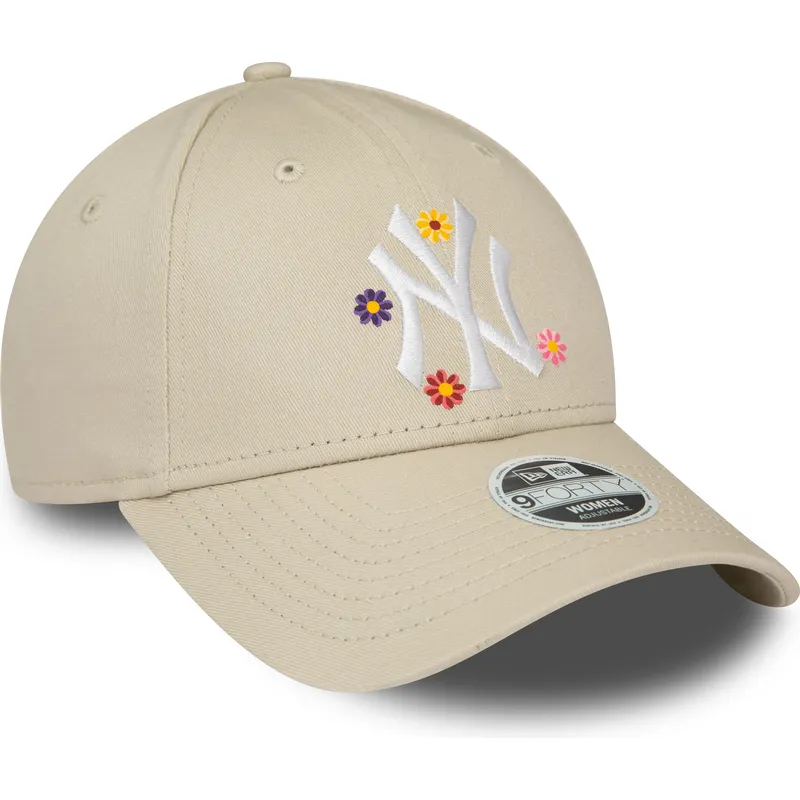 cappelli-curva-beige-cinghia-regolabile-9forty-flower-dei-new-york-yankees-mlb-di-new-era