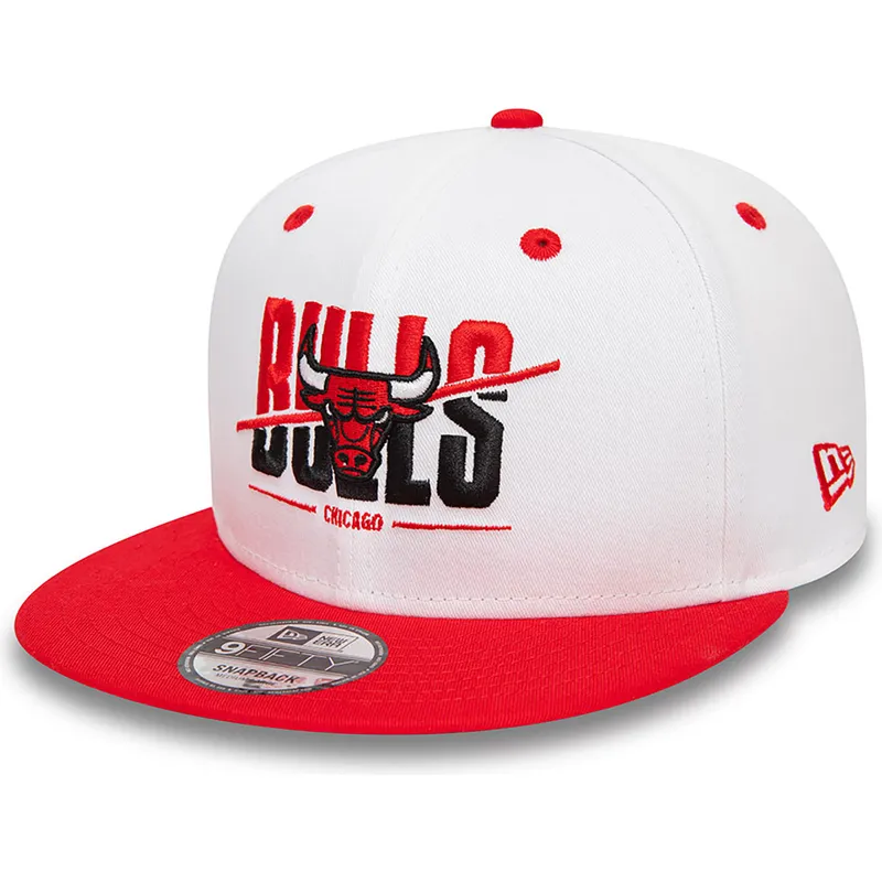 cappello-piatto-bianco-e-rosso-snapback-9fifty-white-crown-di-chicago-bulls-nba-di-new-era