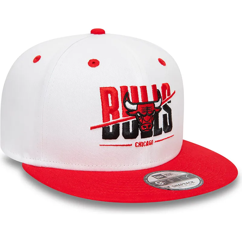 cappello-piatto-bianco-e-rosso-snapback-9fifty-white-crown-di-chicago-bulls-nba-di-new-era