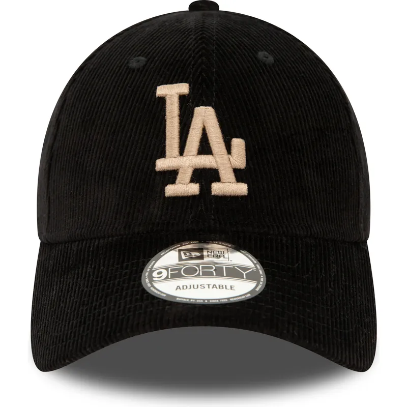 mutzen-gebogen-schwarz-verstellbares-band-9forty-cord-der-los-angeles-dodgers-mlb-von-new-era