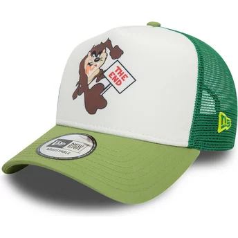 New Era Tasmanian Devil A Frame Character Looney Tunes White and Green Trucker Hat