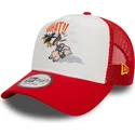 cappellino-trucker-bianco-e-rosso-a-frame-character-di-daffy-duck-e-porky-pig-looney-tunes-di-new-era
