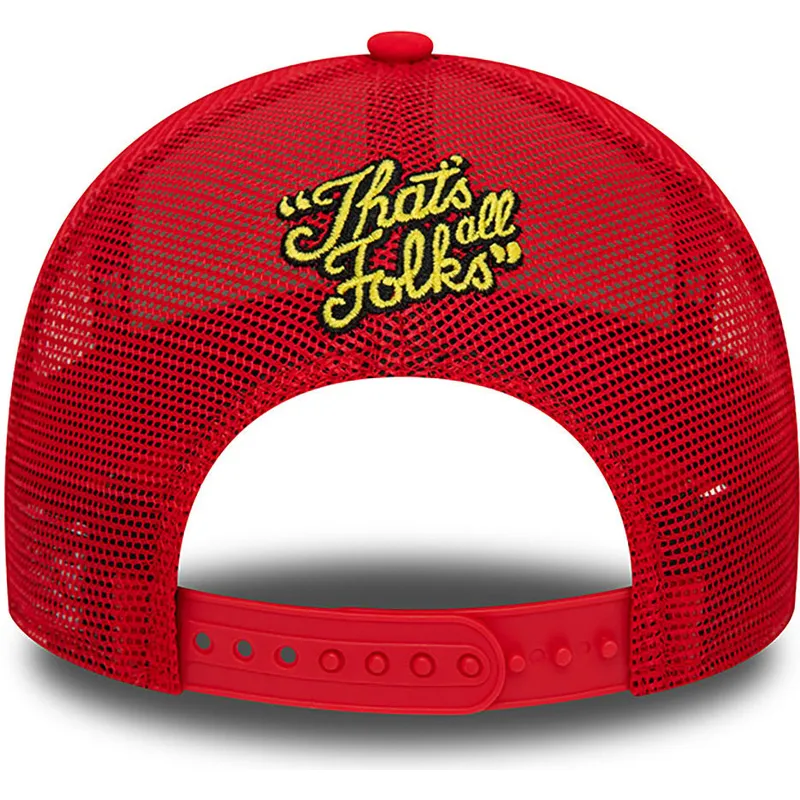 cappelli-curva-rosso-snapback-a-frame-character-dei-pato-lucas-y-porky-pig-looney-tunes-di-new-era
