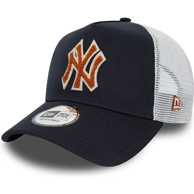 cappelli-curva-blu-marino-snapback-marron-a-frame-boucle-dei-new-york-yankees-mlb-di-new-era