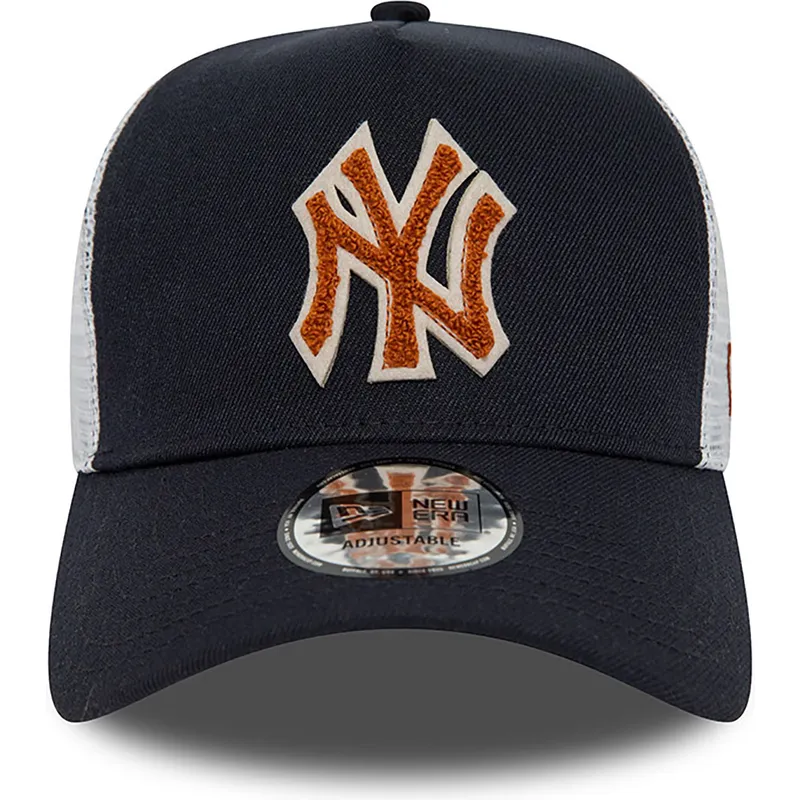 cappelli-curva-blu-marino-snapback-marron-a-frame-boucle-dei-new-york-yankees-mlb-di-new-era