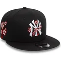 cappelli-piatta-nero-snapback-9fifty-flower-icon-dei-new-york-yankees-mlb-di-new-era